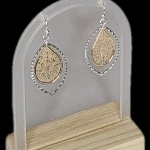 Hand-hammered Delicate Gold-Silver Filagree Open, Spinner Teardrop Earrings - Picture 1 of 15